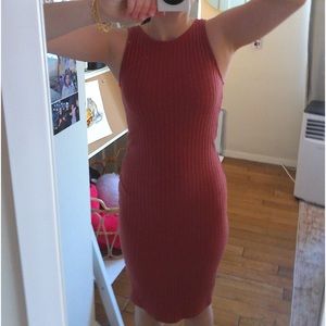 pinkish red midi dress